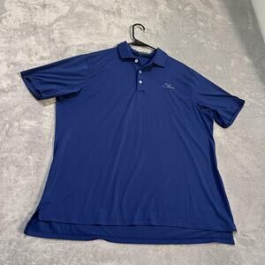 DRADDY Sport Polo Shirt Mens Large Blue Trump Blue Monster Golf Stretch Logo